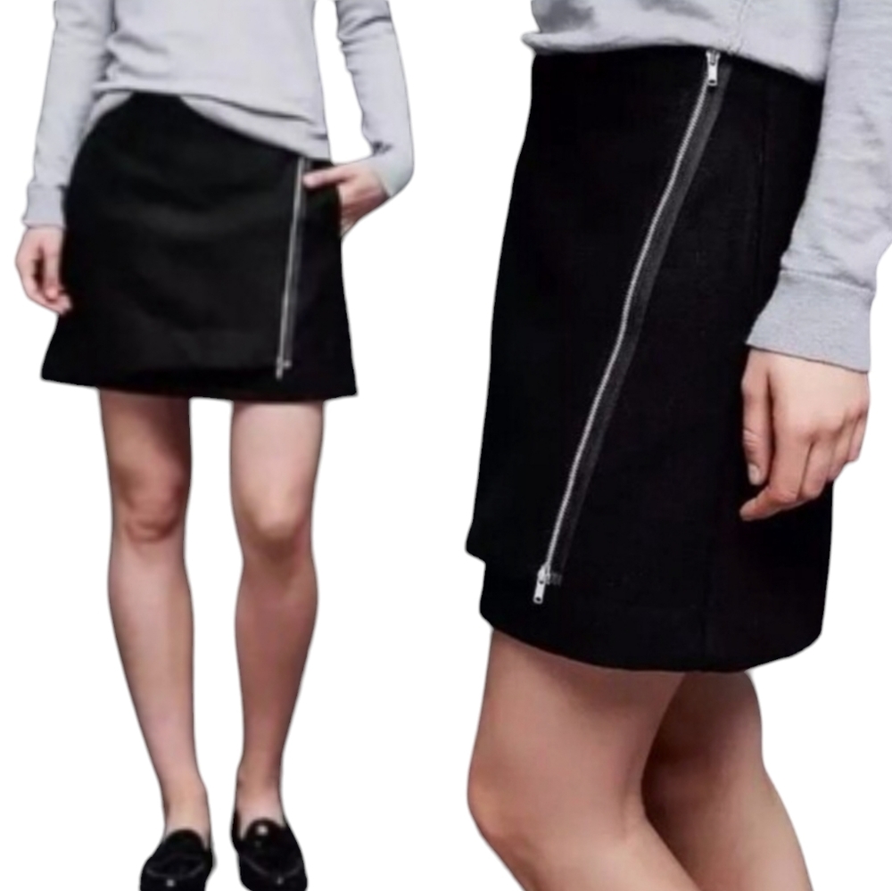 GAP Womens Black Wool Blend Zip Mini Skirt Size 6